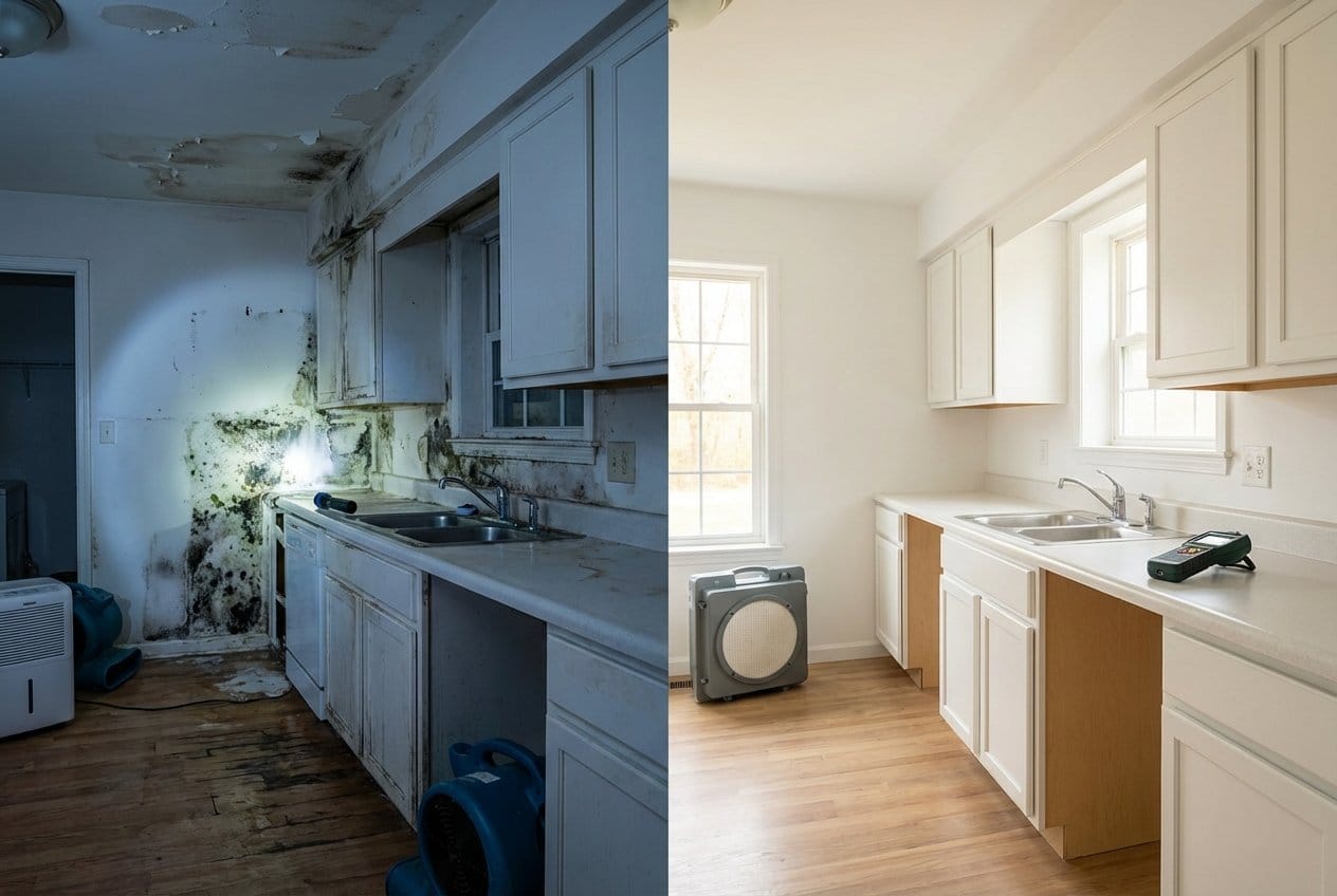 Mold Inspection & Moisture Assessment restoration β home kitchen of colonial residence in Cresskill, NJ