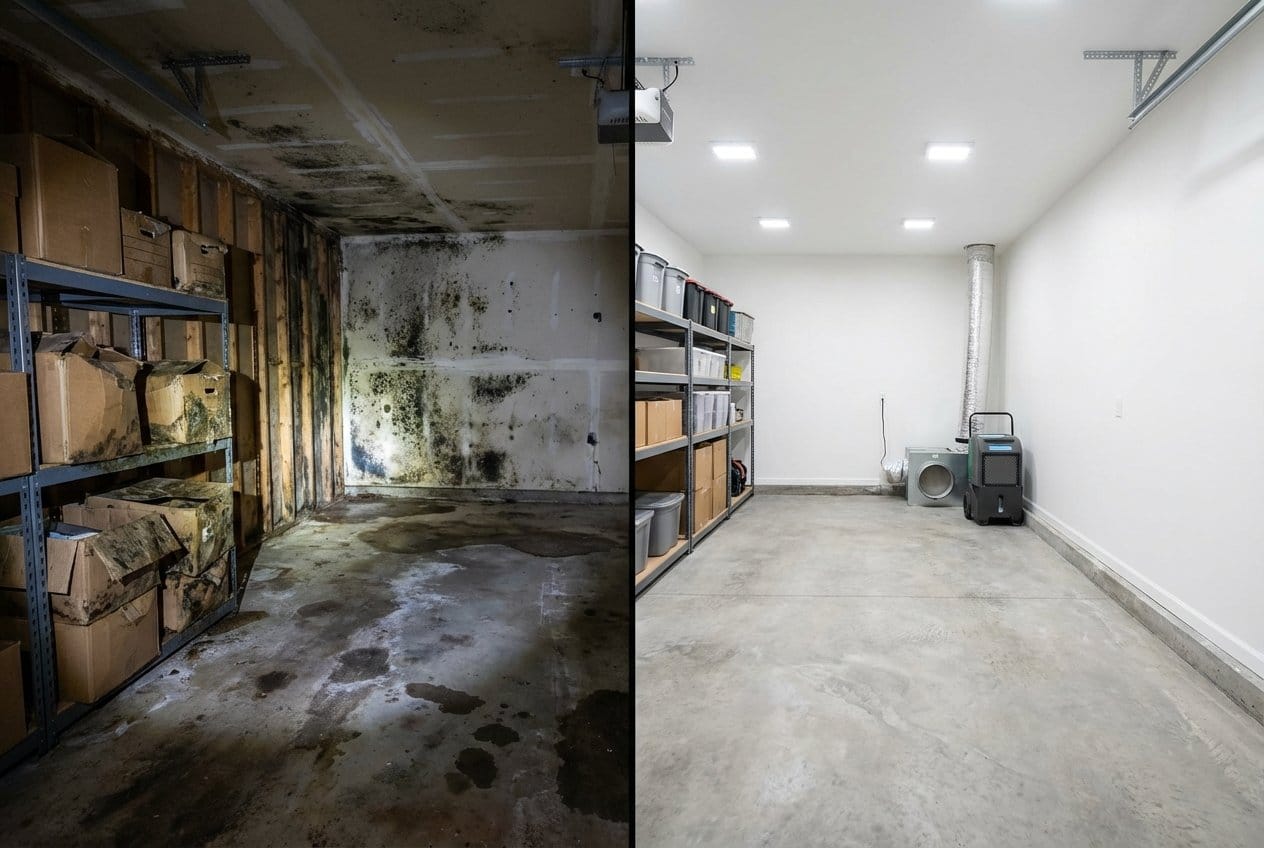 Mold Removal & Remediation before and after in garage, Cresskill NJ