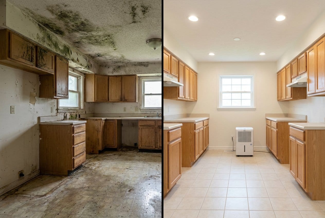 Basement & Foundation Mold Removal restoration — home kitchen of two-story residence in Cresskill, NJ