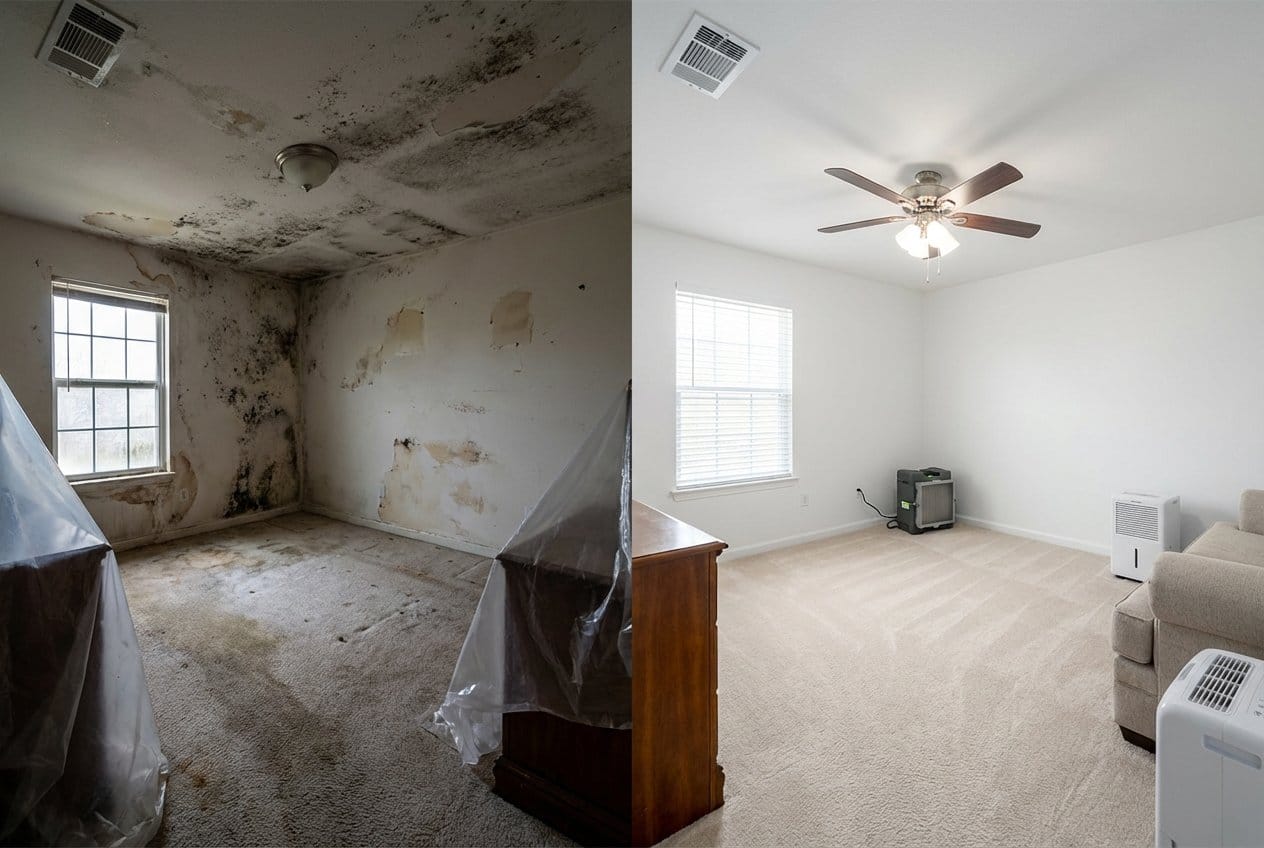 Cresskill Mold Removal bedroom restoration before and after in Cresskill